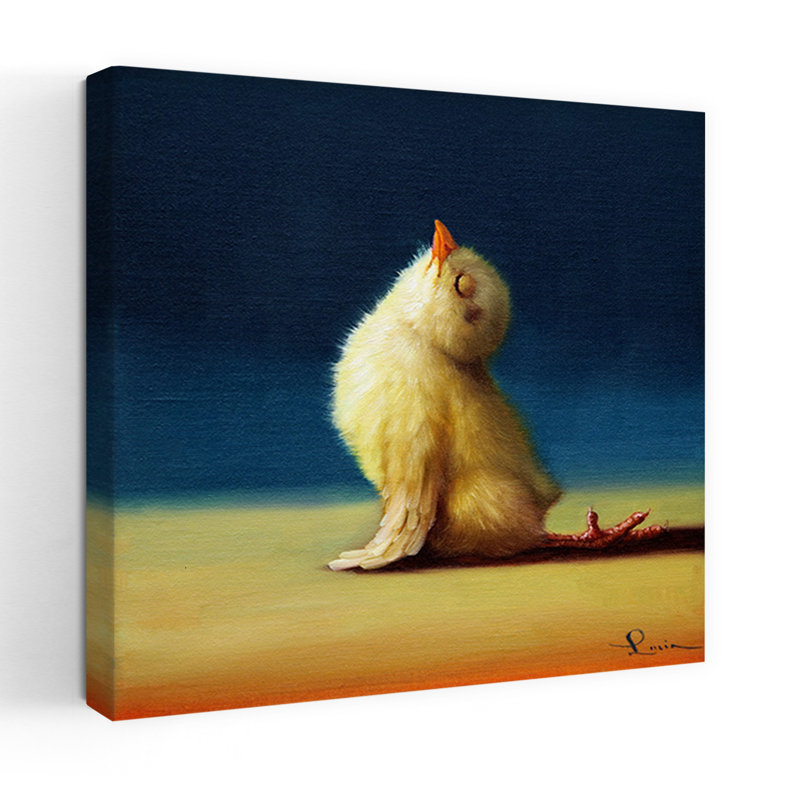 Yoga, poussin vers le haut, chien, art urbain contemporain, oiseau, H 32 po x l 32 po