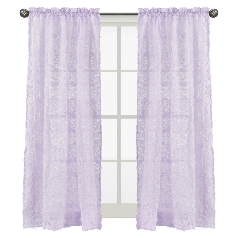 Paire de rideaux semi-transparents avec passe-tringle Rose