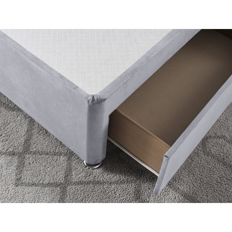 Plush Divan Bed Base, Silver, Left Side Drawers, Kingsize (5')
