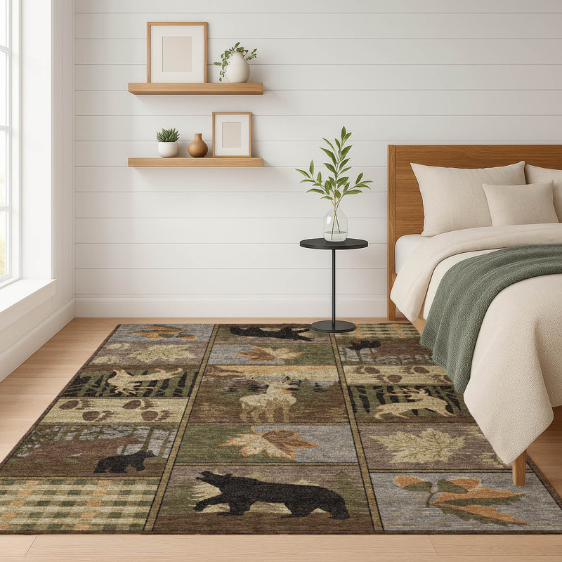 Machine Washable Indoor/Outdoor Chantille ACN2448 Lodge Rug, Chocolate, 5' x 7'6"