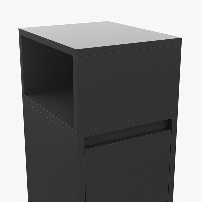 25cm W Solid Wood Bedside Table, Black
