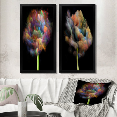 " Blooming Multicolor Fractal Flower " 2 - Pieces