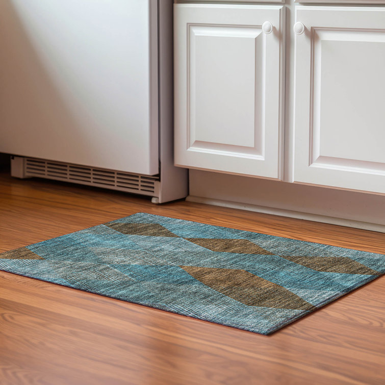 Premium Machine Washable Prisco Teal Rug