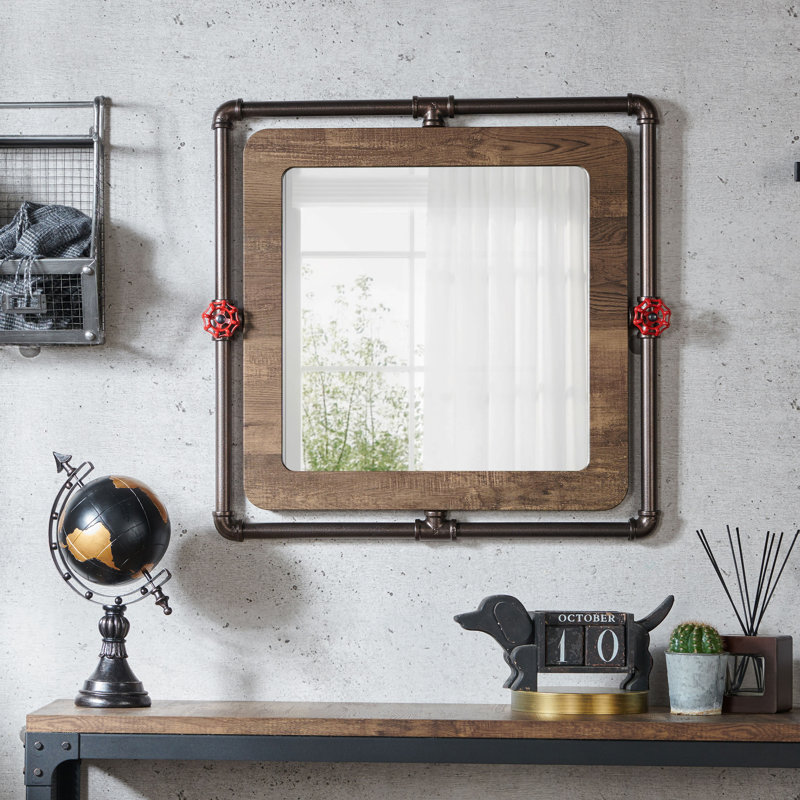 Tomaz Flat Mirror, 18-Inch, Reclaimed Oak