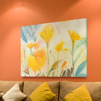 « yellow pops » par sheila golden, reproduction d’art sur toile tendue encadrée