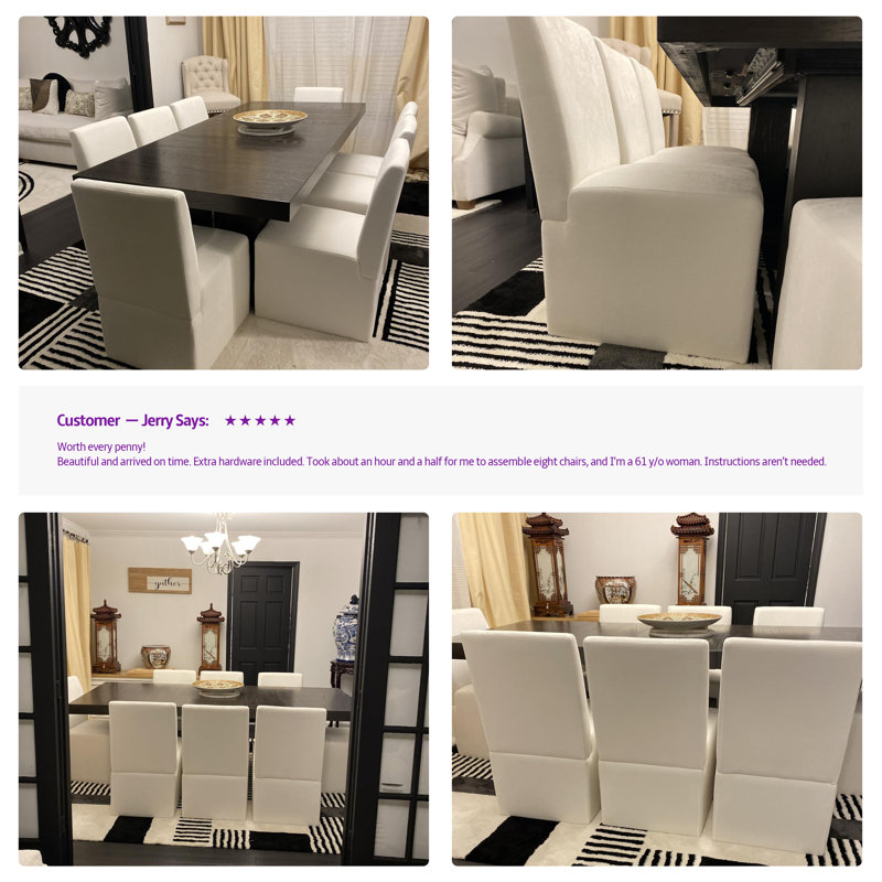 Upholstered Side Dining Chair, White