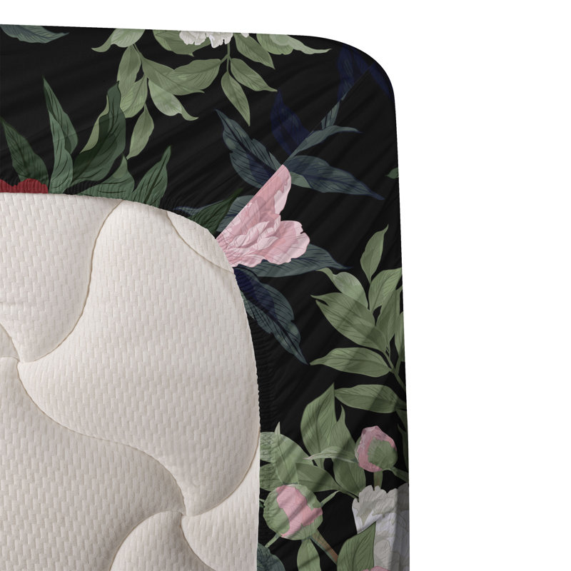 Ambesonne Watercolor Botany Sheet Set 4 Pcs Retro Boho Bloom, Twin Sheet Set with 1 Pillowcase
