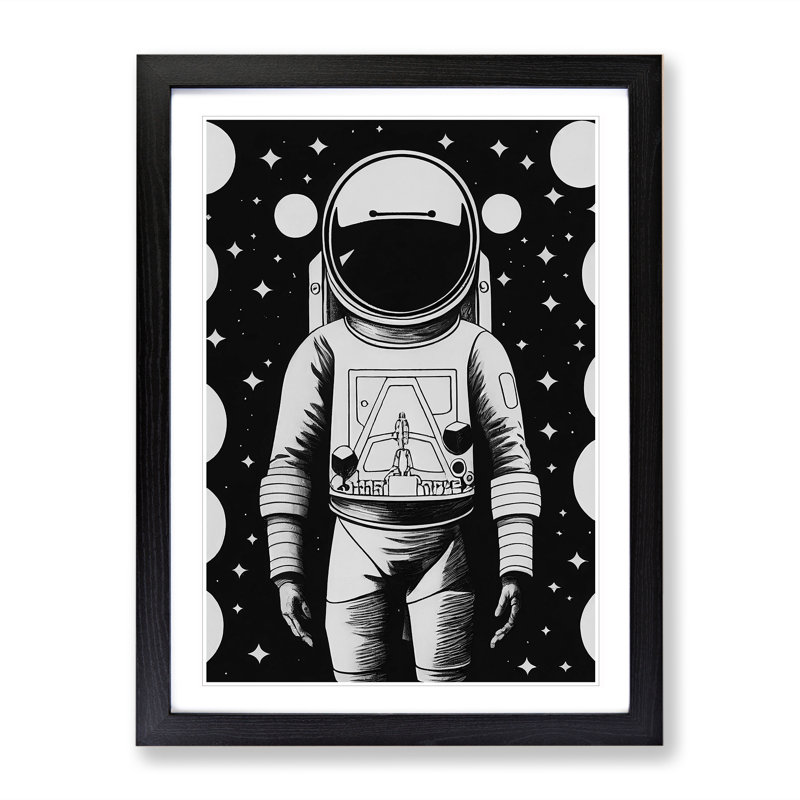 Monochrome Astronaut No.3 - Framed Print, Black, 34cm H x 25cm W