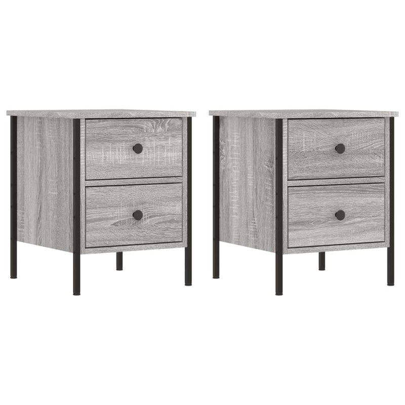 Alius Iron Bedside Table, Black, Set of 2