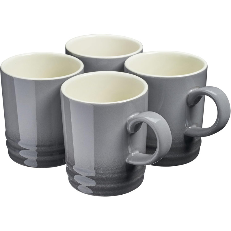 Set of 4 Stoneware Mug Set 350ml Drinking Cups, Grey
