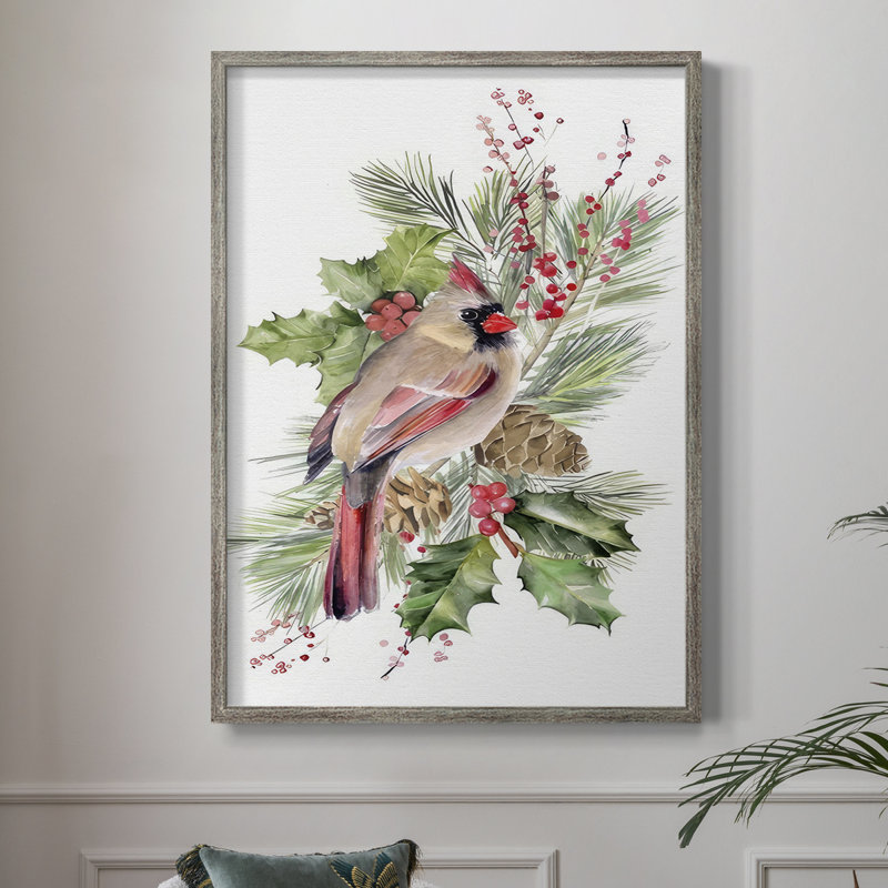 Cardinal Holly Christmas Collection B, reproduction encadrée - bois massif, H 11 po x l 9 po