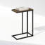 Table d'appoint en forme de C, table de chevet avec structure en métal, pour salon ou chambre, en noyer de Colombie