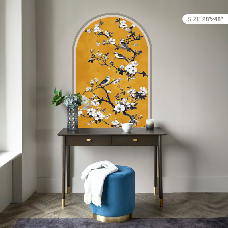 Papier peint floral pelez et collez, décalcomanie murale amovible non-botanique, H 48 po x l 28 po