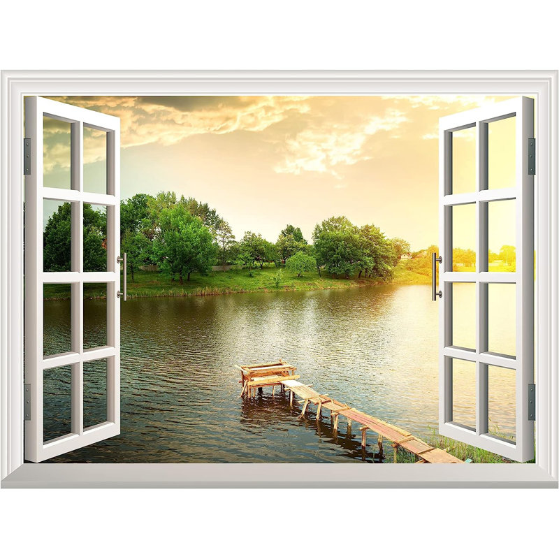 Murale en bois pour la pêche à la rivière, L 32 po x l 24 po