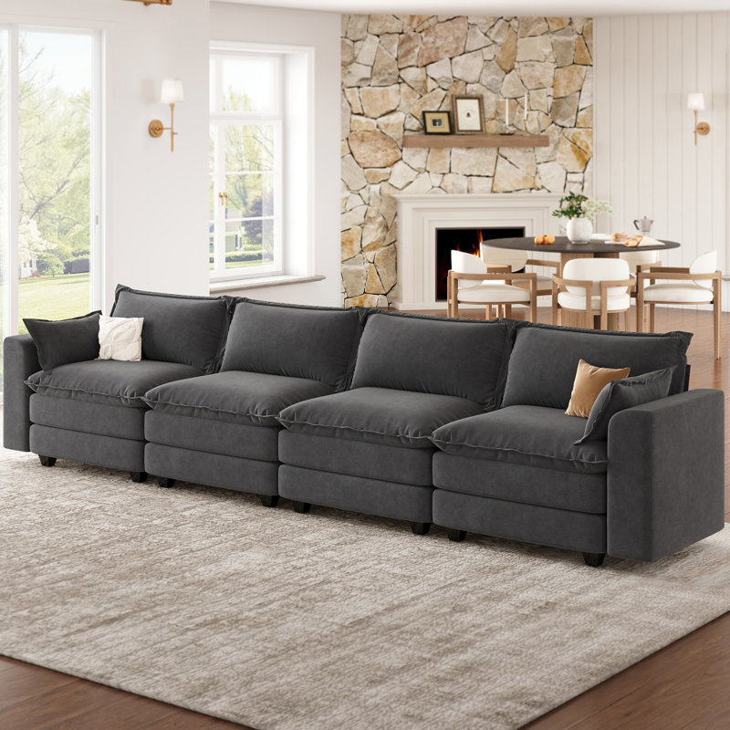Canapé modulaire 4 places Jed, gris foncé Jed, H 33,6 po x l 153,5 po x P 29,9 po, Gris foncé