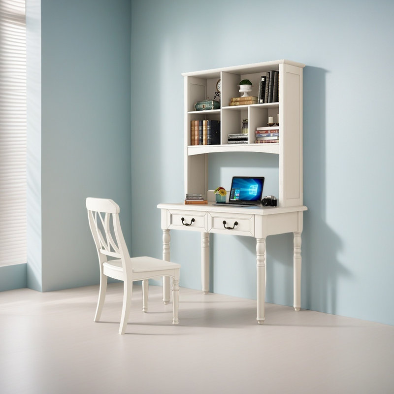 Minimalist style desk chair set, White