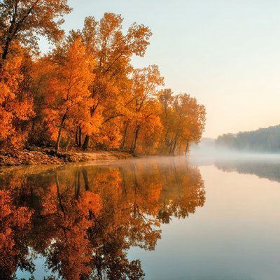 Tranquil Fall Waters Wrapped Canvas Wall Art