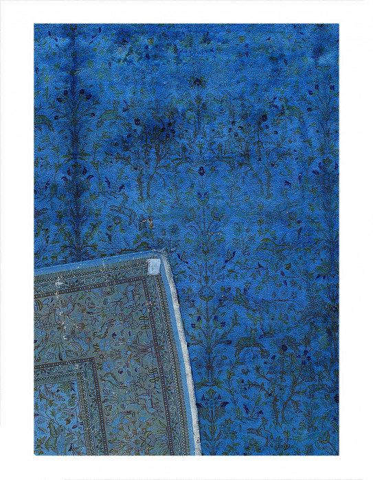 Blue Handmade Overdyed Persian Tabriz Square rug 11' X 11'3''