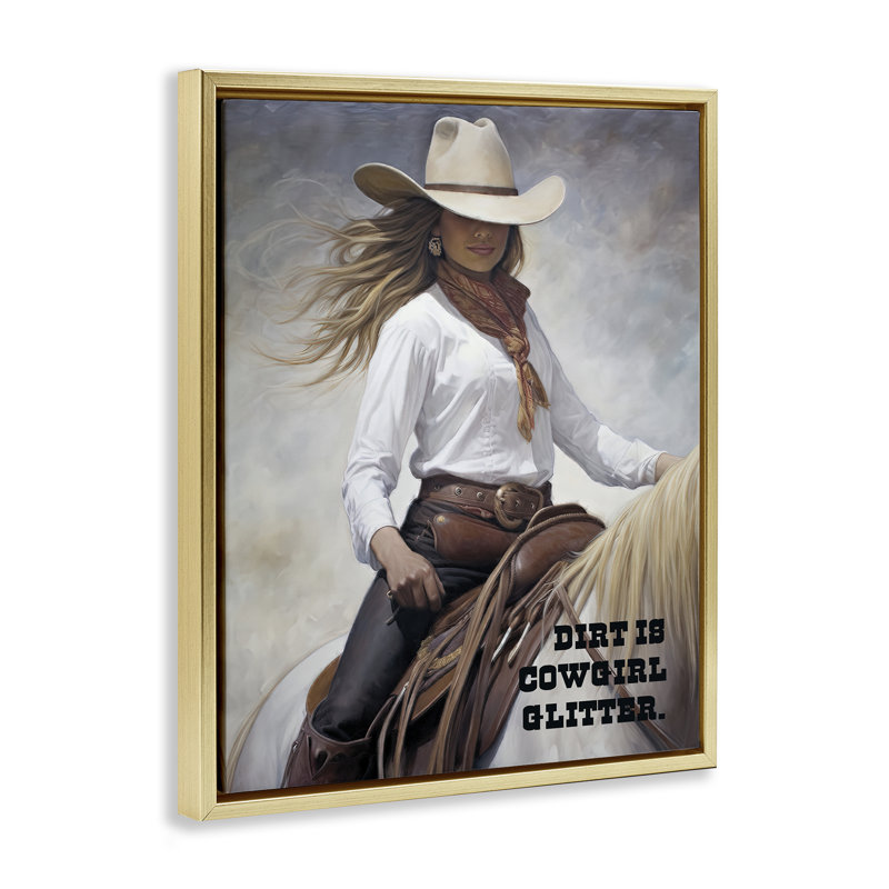 «Dirt Is Cowgirl» par Sasha, H 21 po x l 17 po, Cadre flottant noir de jais