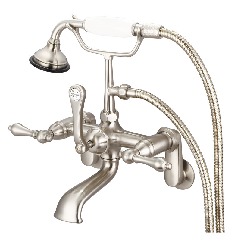 Stonington 3 Handle Clawfoot Tub Faucet, Lever Handles, Brushed Nickel