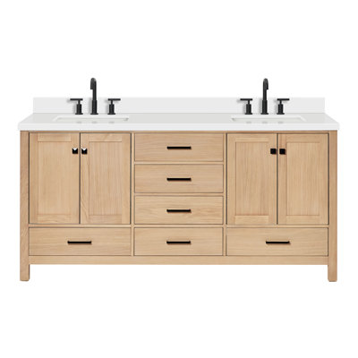 Cambridge 73'' Double Bathroom Vanity with White Quartz Top