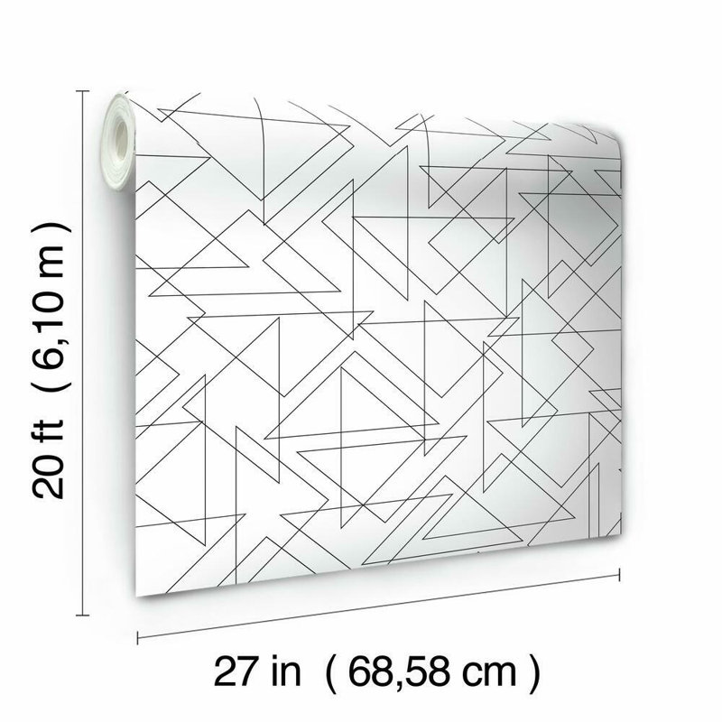 Papier peint adhésif Triangulation, Noir/blanc