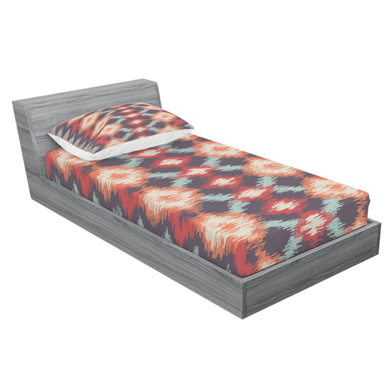 Microfiber Ikat Sheet Set, Twin Sheet Set with Fitted Sheet