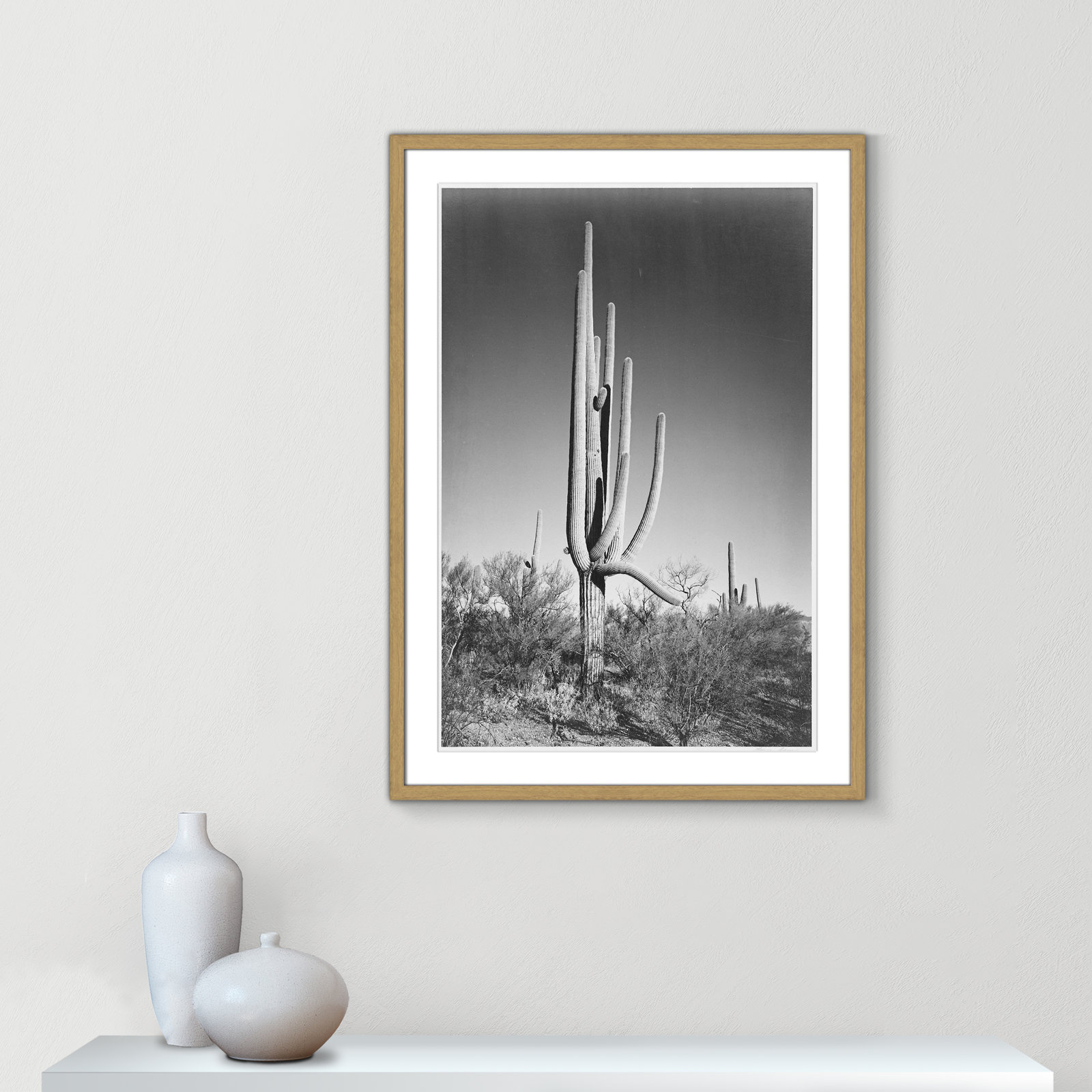 Saguaro National Monument Print by Ansel Adams, 35.5" H x 25.5" W x 0.75" D, Natural