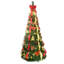 Arbre de Noël escamotable de 6 pi avec 150 lumières blanches chaudes, ornements rouges et or entièrement ornés, option de rangement pratique décorée facile à ranger