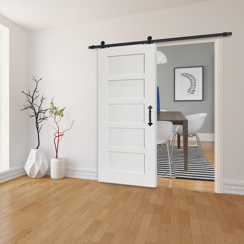 Porte de grange de style Shaker en panneau de bois manufacturé avec couche d'apprêt sans ensemble de quincaillerie d'installation