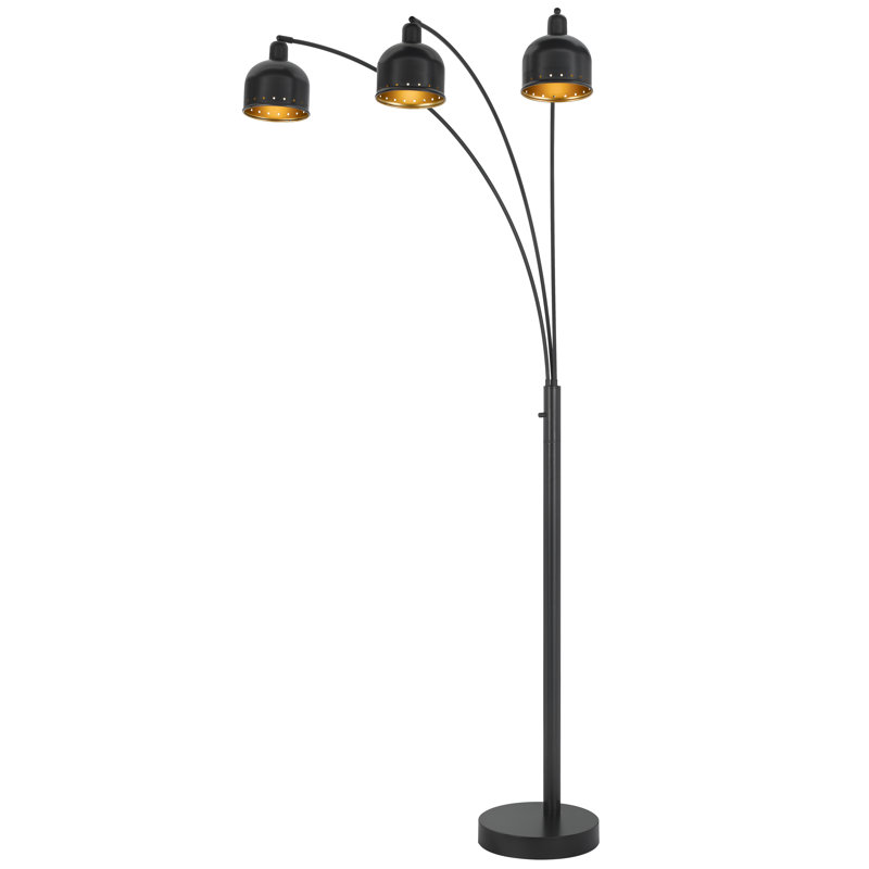 Lampe sur pied à arche Ellington 60 W x 3, 3 voies avec abat-jour en métal doré et base lourde