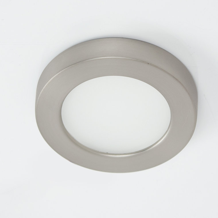 HR90 LED Edge Recessed Button Light Trim, 2700K Colour Temperature, Brushed Nickel