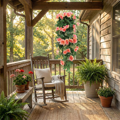 2 pièces 37,4 "vignes suspendues artificielles, guirlande de roses artificielles résistantes aux rayons UV, fausses vignes grimpantes pour la maison, le jardin et le décor de toile de fond de mariage