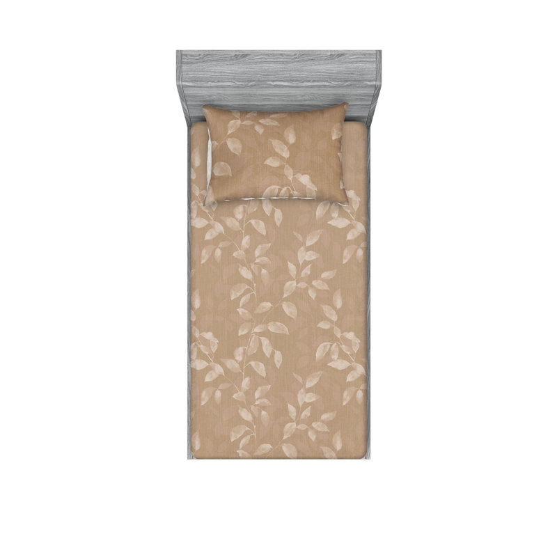 Drap-housse et taies décoratives 3 pièces Ambesonne, Taupe pâle, gris pâle / floral