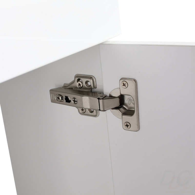 Meuble-lavabo à fermeture en douceur avec lavabo et support de rangement, 16 po pour petite salle de bain, Blanc brillant