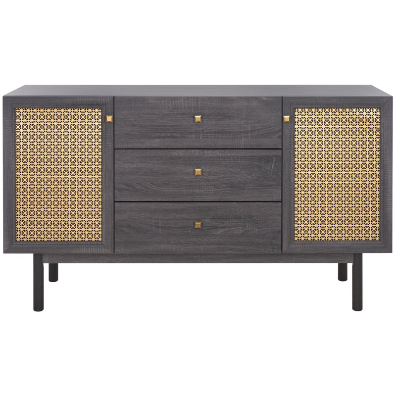 Ameiah Storage TV Stand, Distressed Black