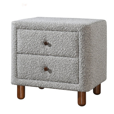 Table de chevet rembourrée à 2 tiroirs Boucle avec courbes douces et tissu texturé pour les chambres à coucher modernes