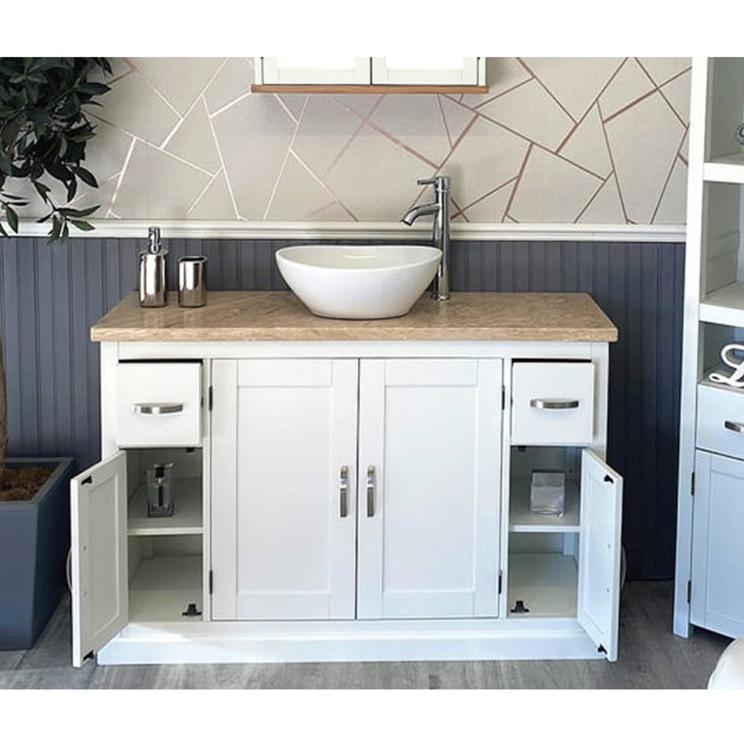 Anzalone Solid Beech 1230mm Free-standing Single Vanity Unit