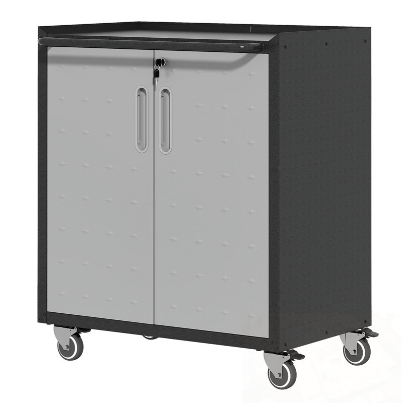 Armoire de rangement en métal avec roues et portes Lockabke