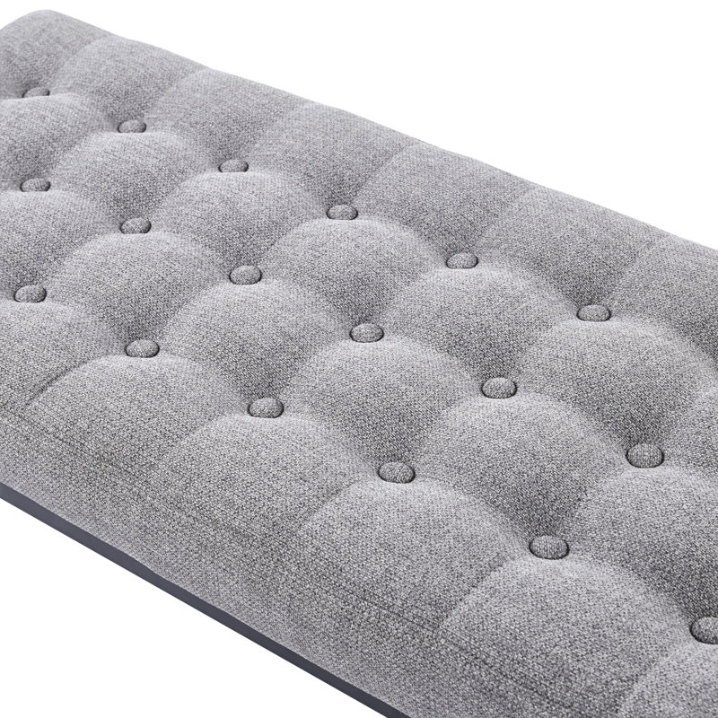 Shauny Fabric Bench with Metal Legs, Gray