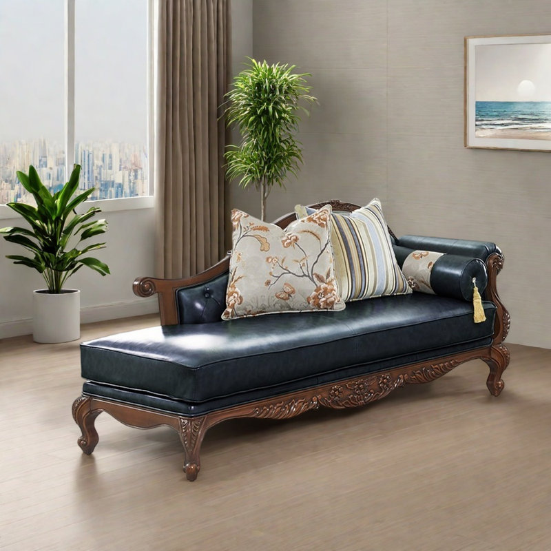 Chaise moderne en bois massif sculpté, Orienté à droite, Bleu très foncé
