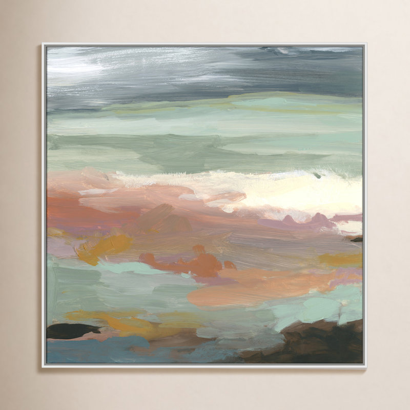 Bingham Ocean Bluffs by Carol Robinson - Painting Print on Paper, Picture Framed Canvas, 46.5" H x 46.5" W, White