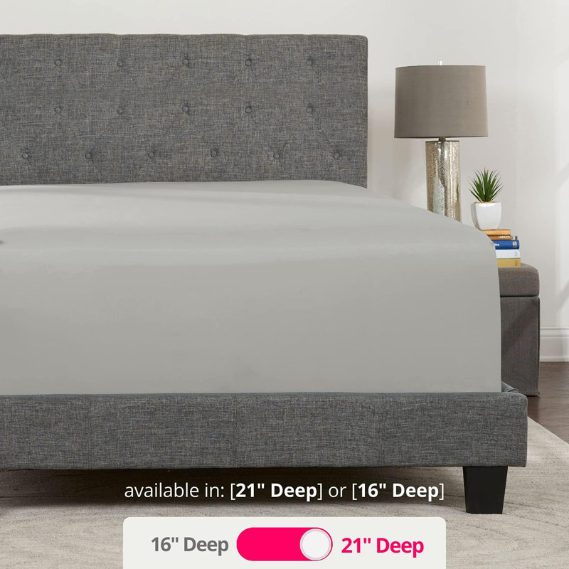 Deep Pocket Queen Fitted Sheet – 17” - 21” Inch + Extra Deep Pocket Fitted Sheet Only - 1 Fitted Bed Sheet With Deep Pockets For Pillow Top Mattress - Soft Queen Size Fitted Sheets Silver Light Grey