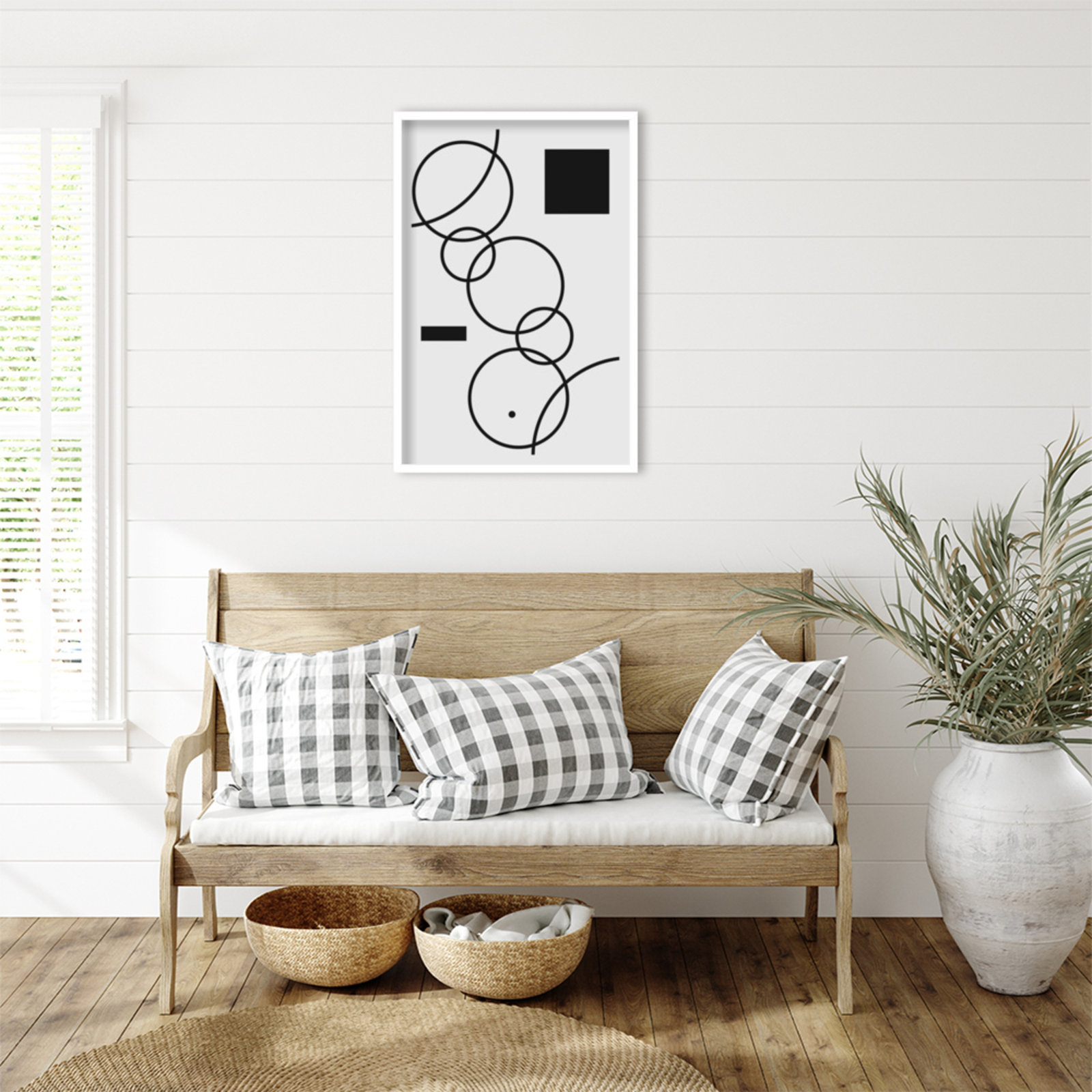 Minimal Shapes No. 1 Print, White, 33" H x 23" W x 1" D