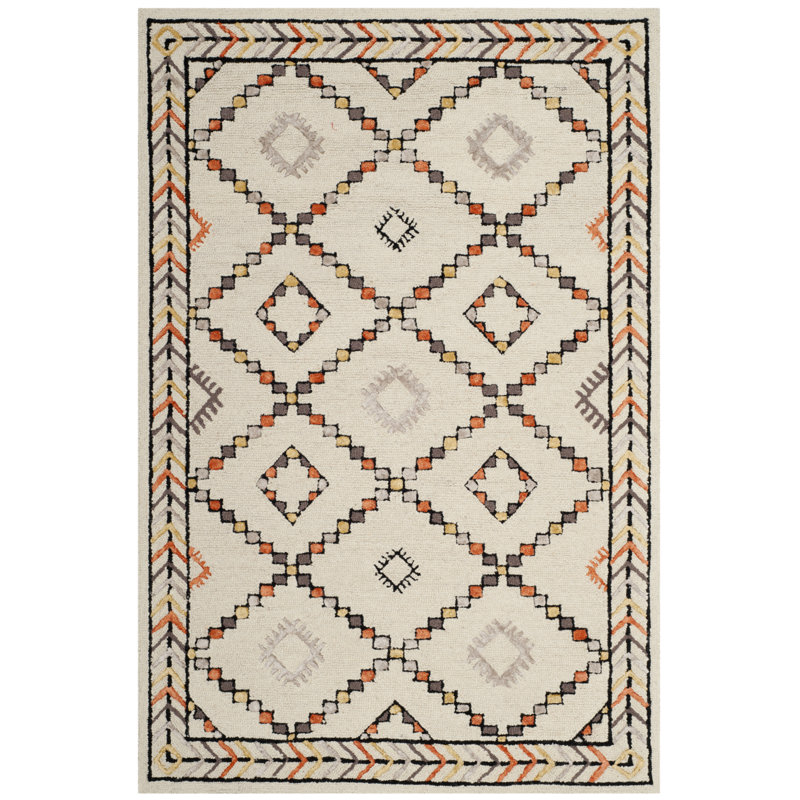 Derose Hand Tufted Wool Geometric Rug, Rectangle 6' x 9'
