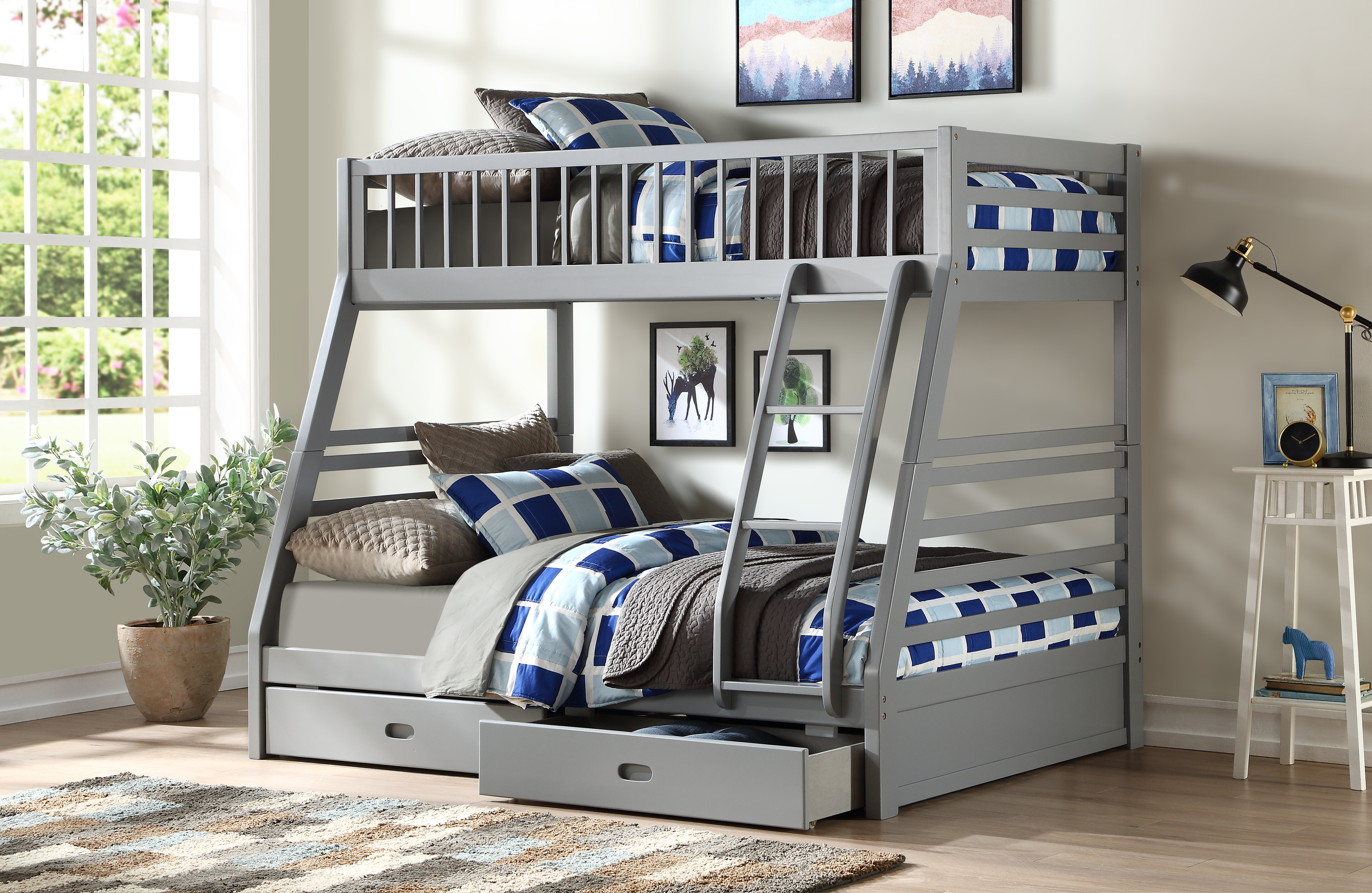 Harriet Bee Roseanne Transitional Twin over Full Bunk Bed with Storage ...