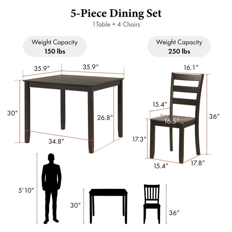 Belknap 5-Piece Square Dining Set, Light Brown