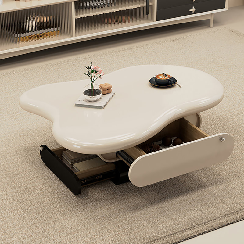 Table basse à piédestal avec rangement, Beige, H 14,2 po x L 39,4 po x l 23,6 po