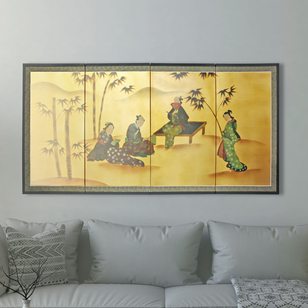 Maurice 72'' W x 36'' H 4 - Panel Solid Wood Folding Room Divider World Menagerie