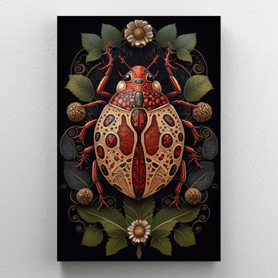 Roses et coccinelle, impression sur toile tendue